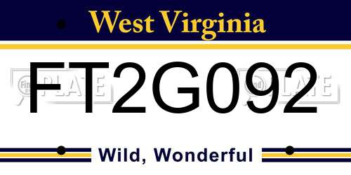 FT2G092 West Virginia License Plate