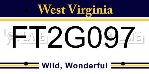 FT2G097 West Virginia License Plate