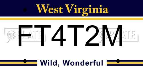 FT4T2M West Virginia License Plate