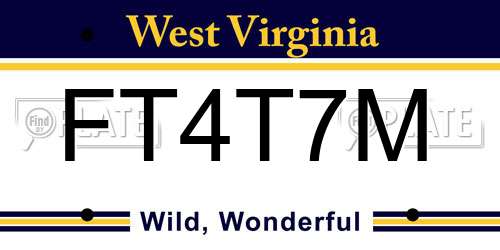 FT4T7M West Virginia License Plate