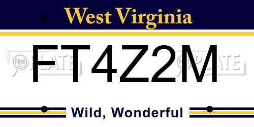 FT4Z2M West Virginia License Plate