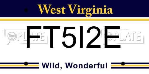 FT5I2E West Virginia License Plate