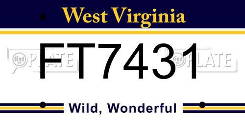 FT7431 West Virginia License Plate