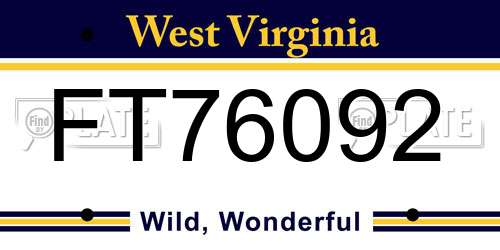 FT76092 West Virginia License Plate