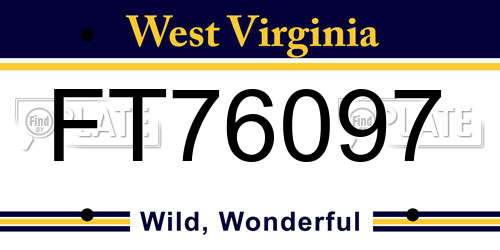 FT76097 West Virginia License Plate