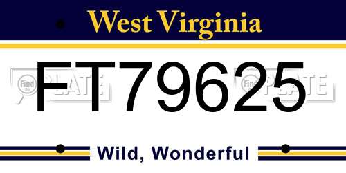 FT79625 West Virginia License Plate