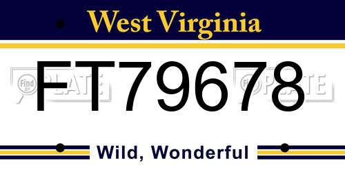 FT79678 West Virginia License Plate