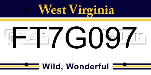 FT7G097 West Virginia License Plate