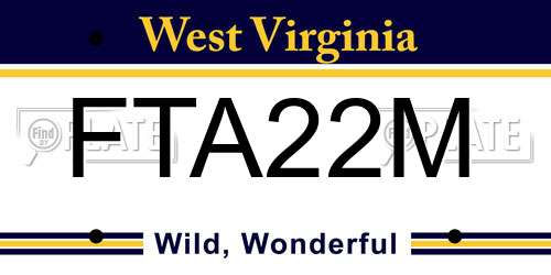 FTA22M West Virginia License Plate