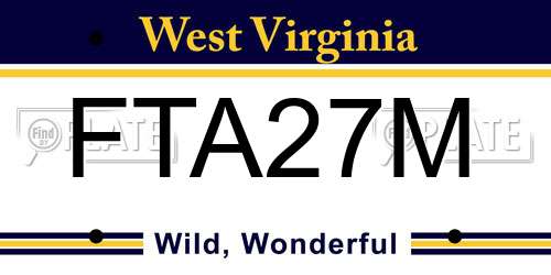 FTA27M West Virginia License Plate