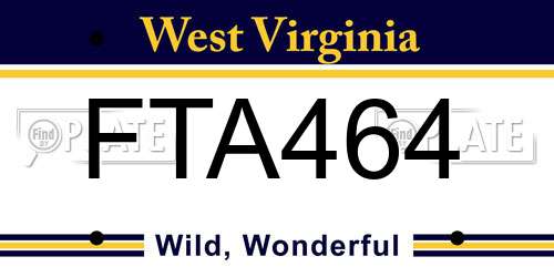 FTA464 West Virginia License Plate