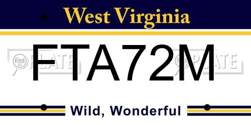FTA72M West Virginia License Plate