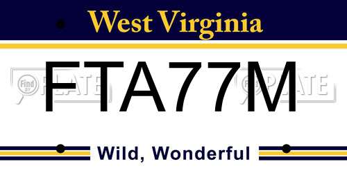 FTA77M West Virginia License Plate