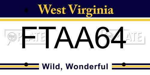 FTAA64 West Virginia License Plate