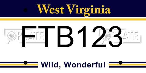 FTB123 West Virginia License Plate