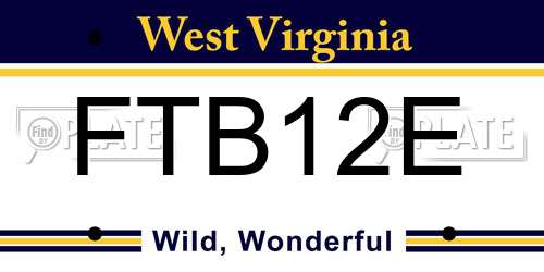 FTB12E West Virginia License Plate