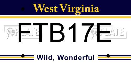 FTB17E West Virginia License Plate