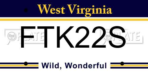 FTK22S West Virginia License Plate