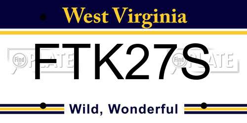 FTK27S West Virginia License Plate