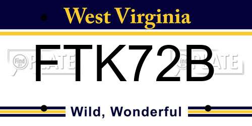 FTK72B West Virginia License Plate