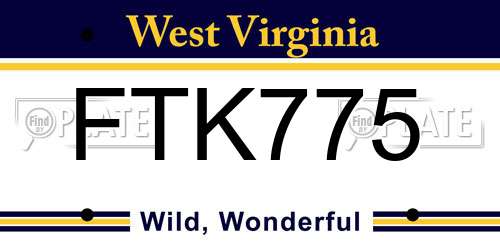 FTK775 West Virginia License Plate