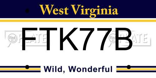 FTK77B West Virginia License Plate
