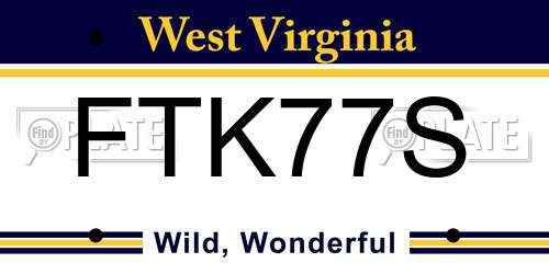 FTK77S West Virginia License Plate