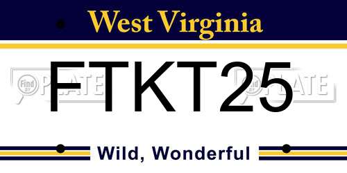 FTKT25 West Virginia License Plate