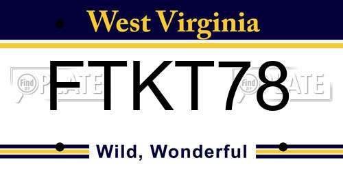 FTKT78 West Virginia License Plate