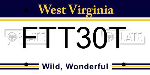 FTT30T West Virginia License Plate