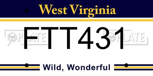 FTT431 West Virginia License Plate