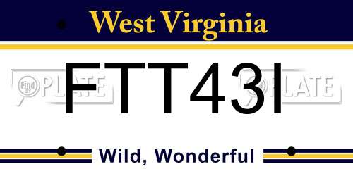 FTT43I West Virginia License Plate