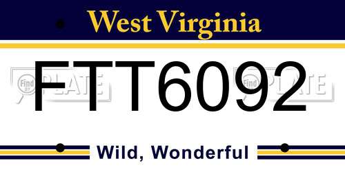 FTT6092 West Virginia License Plate