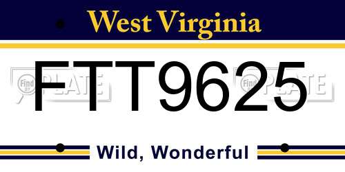 FTT9625 West Virginia License Plate