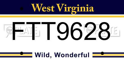FTT9628 West Virginia License Plate