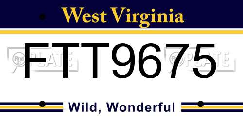 FTT9675 West Virginia License Plate
