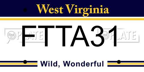FTTA31 West Virginia License Plate