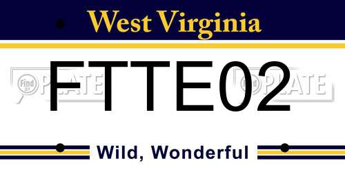 FTTE02 West Virginia License Plate