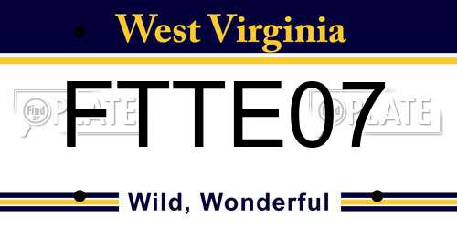 FTTE07 West Virginia License Plate