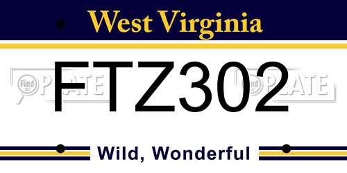 FTZ302 West Virginia License Plate