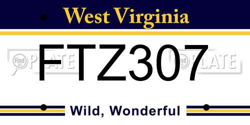 FTZ307 West Virginia License Plate