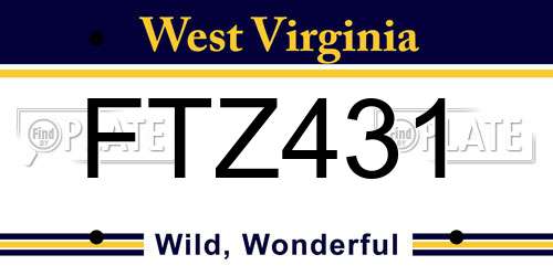 FTZ431 West Virginia License Plate