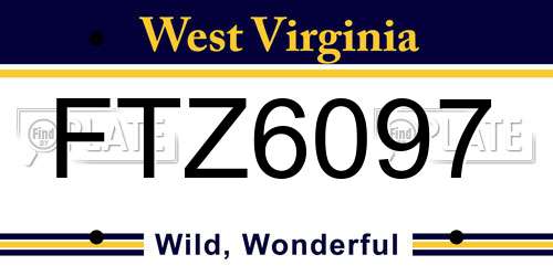 FTZ6097 West Virginia License Plate