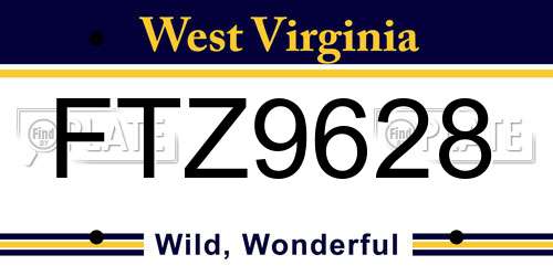 FTZ9628 West Virginia License Plate