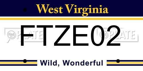 FTZE02 West Virginia License Plate