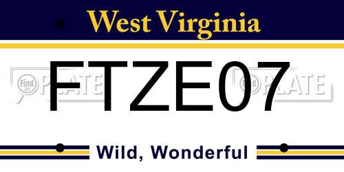 FTZE07 West Virginia License Plate