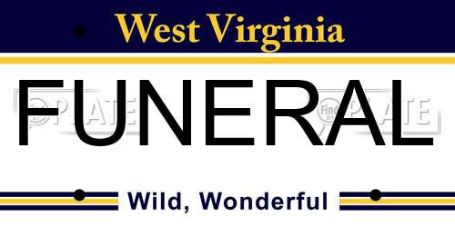 FUNERAL West Virginia License Plate
