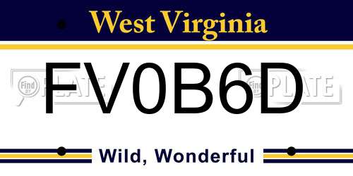FV0B6D West Virginia License Plate
