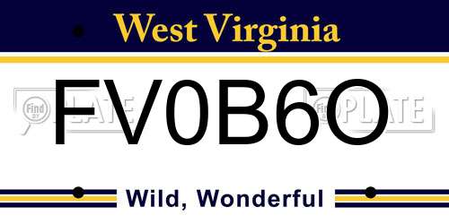 FV0B6O West Virginia License Plate