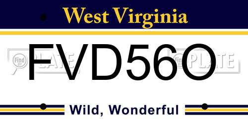 FVD56O West Virginia License Plate